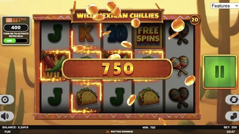 Wild Mexican Chillies - base game, payout sa linya